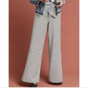 Anthropologie Black white wide leg pants